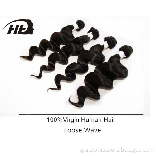 100% virgin hair extension,10"-30'', natural black loose wave, Unprocessed virgin peruvian loose deep wave hair